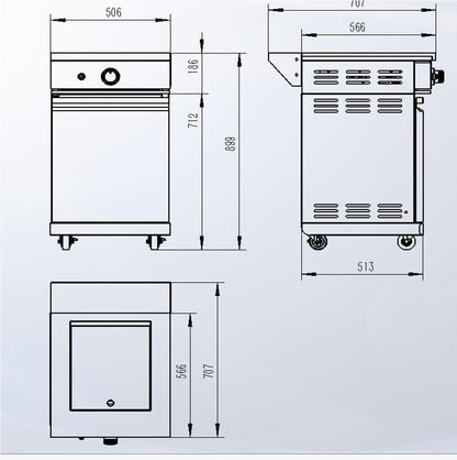 Element Twin Hood 8 Burner Outdoor BBQ Kitchen: High Grade 304 SS + White Stone